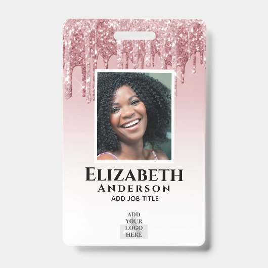 FOTO-ID - Mitarbeiter VIP Pass Girly Glitzer Glam Ausweis (Front)