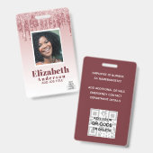 FOTO-ID - Mitarbeiter VIP Pass Girly Glitzer Glam Ausweis (Front & Back)
