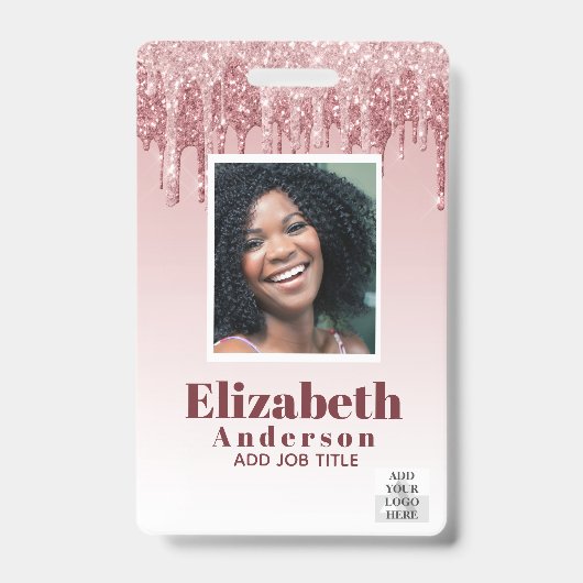 FOTO-ID - Mitarbeiter VIP Pass Girly Glitzer Glam Ausweis (Front)