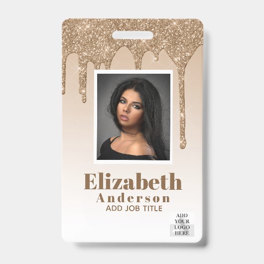 FOTO-ID - Mitarbeiter VIP Pass Girly Glitzer Glam Ausweis (Front)