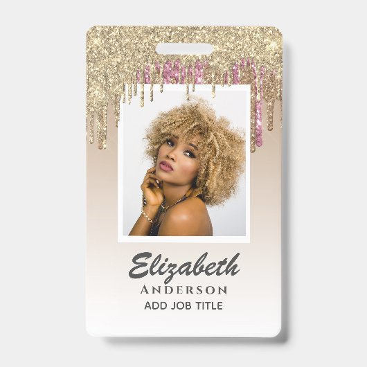 FOTO-ID - Mitarbeiter VIP Pass Girly Glitzer Glam Ausweis (Front)