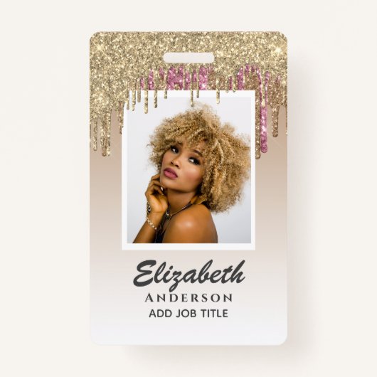 FOTO-ID - Mitarbeiter VIP Pass Girly Glitzer Glam Ausweis (Vorderseite)