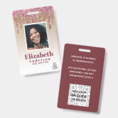 FOTO-ID - Mitarbeiter VIP Pass Girly Glitzer Glam Ausweis (Vorder- & Rückseite)