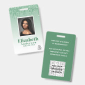 FOTO-ID - Mitarbeiter VIP Pass Girly Glitzer Glam Ausweis (Front & Back)