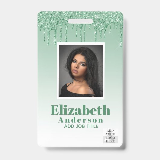 FOTO-ID - Mitarbeiter VIP Pass Girly Glitzer Glam Ausweis (Front)