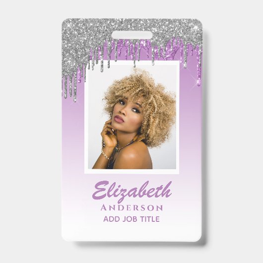 FOTO-ID - Mitarbeiter VIP Pass Girly Glitzer Glam Ausweis (Front)