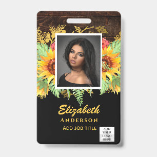 FOTO-ID Mitarbeiter VIP PASS RUSTISCHE Sonnenblume Ausweis