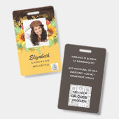FOTO-ID Mitarbeiter VIP PASS RUSTISCHE Sonnenblume Ausweis (Vorder- & Rückseite)