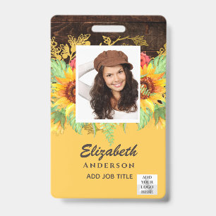 FOTO-ID Mitarbeiter VIP PASS RUSTISCHE Sonnenblume Ausweis