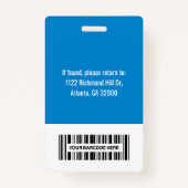 Foto-ID Name Bar-Logo des Krankenhauses Mitarbeite Ausweis (Rückseite)