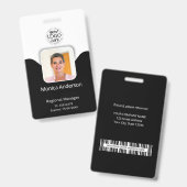 Foto-ID Name QR-Bar für Schwarz und Weiß Ausweis (Vorder- & Rückseite)