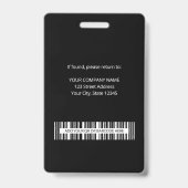 Foto-ID Name QR-Bar für Schwarz und Weiß Ausweis (Rückseite)