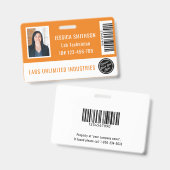 Foto-ID Orange Abzeichen Ausweis (Vorder- & Rückseite)