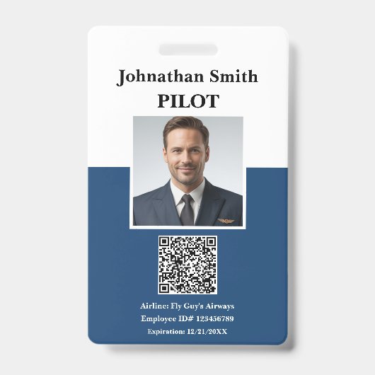 Foto-ID Pilot-Sicherheitsinformationsnummer QR-Cod Ausweis (Front)