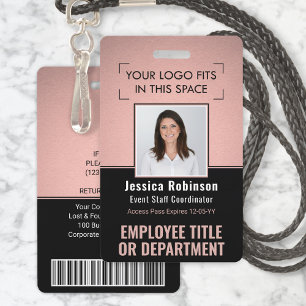 Foto ID QR Barcode Logo Rosa Rose Gold Ausweis