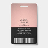 Foto ID QR Barcode Logo Rosa Rose Gold Ausweis (Back)
