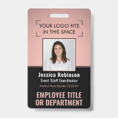 Foto ID QR Barcode Logo Rosa Rose Gold Ausweis (Front)