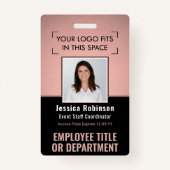 Foto ID QR Barcode Logo Rosa Rose Gold Ausweis (Vorderseite)