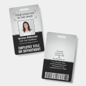 Foto-ID QR Barcode-Logo Silver Black Ausweis (Vorder- & Rückseite)