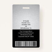 Foto-ID QR Barcode-Logo Silver Black Ausweis (Rückseite)