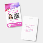 Foto-ID QR-Code-Abzeichen für rosa Angestellte Ausweis (Vorder- & Rückseite)
