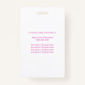 Foto-ID QR-Code-Abzeichen für rosa Angestellte Ausweis (Rückseite)