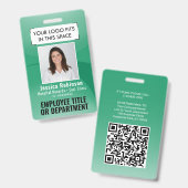 Foto-ID QR-Code Ihres Logos Grüne Grafik Ausweis (Vorder- & Rückseite)