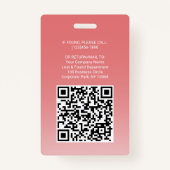 Foto-ID QR-Code Ihres Logos Rosa-Pfeil Ausweis (Rückseite)