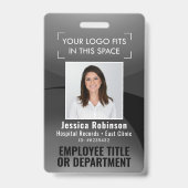 Foto-ID QR-Code Ihres Logos Schwarzer Bogen Ausweis (Vorderseite)