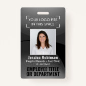 Foto-ID QR-Code Ihres Logos Schwarzer Bogen Ausweis (Vorderseite)