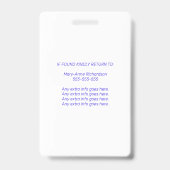 Foto-ID QR-Code Rosa Lila Abzeichen Ausweis (Rückseite)