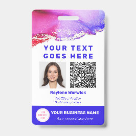Foto-ID QR-Code Rosa Lila Abzeichen Ausweis
