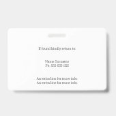 Foto-ID QR-Code Schwarz-weißes Abzeichen Ausweis (Rückseite)