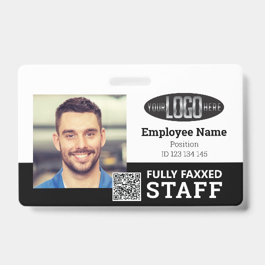 Foto-ID QR-Code Schwarz-weißes Abzeichen Ausweis (Vorderseite)