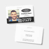 Foto-ID QR-Code Schwarz-weißes Abzeichen Ausweis (Vorder- & Rückseite)