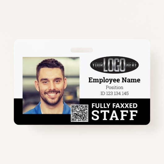 Foto-ID QR-Code Schwarz-weißes Abzeichen Ausweis (Vorderseite)