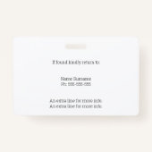 Foto-ID QR-Code Schwarz-weißes Abzeichen Ausweis (Rückseite)