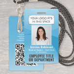 Foto-ID QR-Logo Türkis Blue Arc Ausweis<br><div class="desc">Repräsentieren Sie Ihr Unternehmen stilvoll, indem Sie den Mitarbeitern moderne und berufliche Identifizierungs-Foto-Abzeichen liefern. Das Logo, das Foto, der QR-Code und alle Formulierungen auf dieser Vorlage sind einfach zu verändern. Um Ihren eigenen QR-Code mit dem Generator zu erstellen, geben Sie einfach die URL der Website in die Vorlage ein. Das...</div>