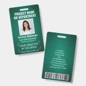 Foto-ID QR-Strichcode für Firmenlogo grün Ausweis (Vorder- & Rückseite)