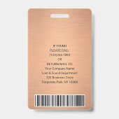 Foto-ID QR-Strichcode-Imitat für Firmenlogos, Kupf Ausweis (Rückseite)