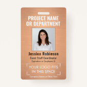 Foto-ID QR-Strichcode-Imitat für Firmenlogos, Kupf Ausweis (Vorderseite)