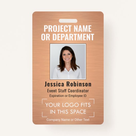 Foto-ID QR-Strichcode-Imitat für Firmenlogos, Kupf Ausweis (Vorderseite)