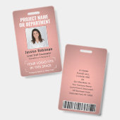 Foto-ID QR Strichcode Rosa Rose Gold Ausweis (Vorder- & Rückseite)