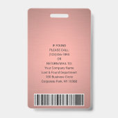 Foto-ID QR Strichcode Rosa Rose Gold Ausweis (Rückseite)