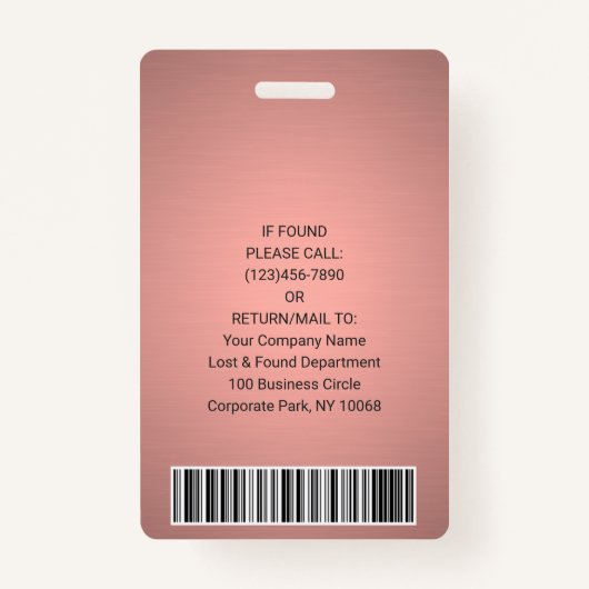 Foto-ID QR Strichcode Rosa Rose Gold Ausweis (Rückseite)