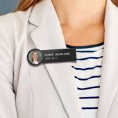 Foto ID Simple Sleek Basic Black Business Titel Namensschild