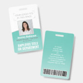 Foto-ID-Strichcode-Logo Aquamarin Blue Curve Ausweis (Vorder- & Rückseite)