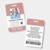 Foto-ID Strichcode-Logo Dusty Rose Rosa Name Ausweis (Vorder- & Rückseite)