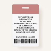 Foto-ID Strichcode-Logo Dusty Rose Rosa Name Ausweis (Rückseite)