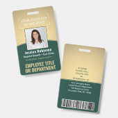 Foto-ID-Strichcode-Logo Grün & Gold-Kurve Ausweis (Vorder- & Rückseite)
